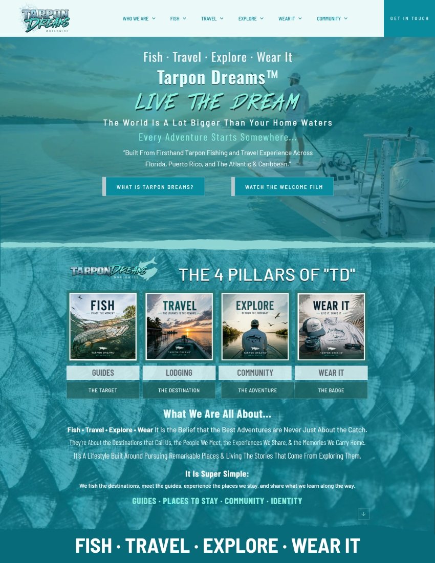 TarponDreams.com Homepage 8.5X11 Content Block for Book Cover